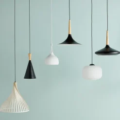 Suspension Walgis E27 IP20 noir et blanc ⌀30cm