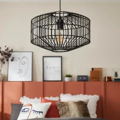 Suspension Wutai GoodHome noir 38cm IP20 E27