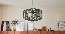 Suspension Wutai GoodHome noir 38cm IP20 E27