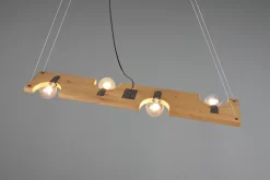 Suspension 4xE27, max. 10W, Bois Naturel - 115 cm - Trio - Tailor