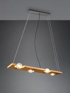 Suspension 4xE27, max. 10W, Bois Naturel - 115 cm - Trio - Tailor