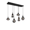 Suspension 6xE14, max. 40W, Verre Chromé, Corps Noir Mat - Trio - Lumina