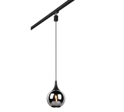 Suspension, 1xE14, max. 40W, verre, chromé, vaporisé, noir mat - Trio - DUOline
