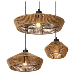 Suspension YUNKAI en papier avec 3xE27 - Naturel - Lucide