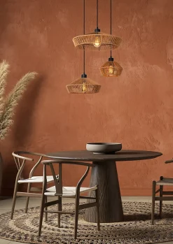 Suspension YUNKAI en papier avec 3xE27 - Naturel - Lucide