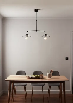 Suspension Zanbar 2 ampoules E27 IP20 noir