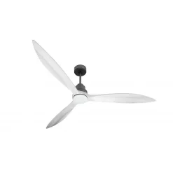 Tenerife - Super destratificateur et ventilateur DC 166 cm Gris basalte pales bois blanc avec Lumière 30 à 60 m²