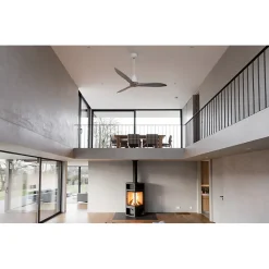 Tenerife - Super destratificateur et ventilateur DC 132 cm Blanc pales bois gris sans Lumière 25 à 35 m²