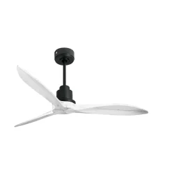 Tenerife - Super destratificateur et ventilateur DC 132 cm Gris basalte pales bois blanc sans Lumière 25 à 35 m²
