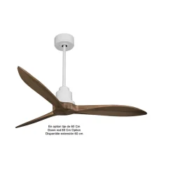 Tenerife - Super destratificateur et ventilateur DC 132 cm Blanc pales bois sombre sans Lumière 25 à 35 m²