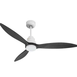 Tenerife - Super destratificateur et ventilateur DC 132 cm Blanc pales bois noir avec Lumière 25 à 35 m²