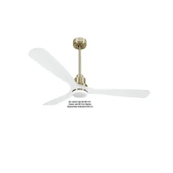 Tenerife - Super destratificateur et ventilateur DC 166 cm Laiton avec lumière pales bois blanc 30 à 60 m²