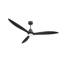 Tenerife - Super destratificateur et ventilateur DC 166 cm Gris basalte pales bois noir avec Lumière 30 à 60 m²
