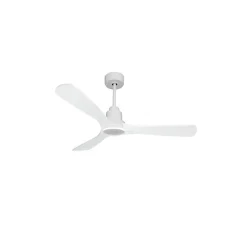 Tenerife - Super destratificateur et ventilateur DC 132 cm Blanc pales bois blanc sans Lumière 25 à 35 m²