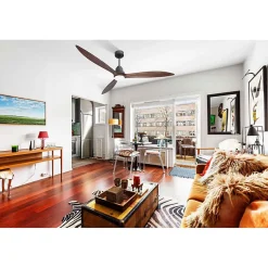 Tenerife - Super destratificateur et ventilateur DC 166 cm Gris basalte pales bois sombre avec Lumière 30 à 60 m²