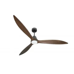 Tenerife - Super destratificateur et ventilateur DC 166 cm Gris basalte pales bois sombre avec Lumière 30 à 60 m²
