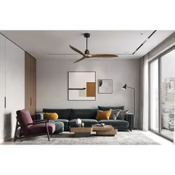 Tenerife - Super destratificateur et ventilateur DC 132 cm Gris basalte pales bois sombre sans Lumière 25 à 35 m²