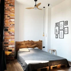 Tenerife - Super destratificateur et ventilateur DC 106 cm noir avec lumière pales bois clair idéal 10 à 20 m²