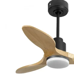 Tenerife - Super destratificateur et ventilateur DC 106 cm noir avec lumière pales bois clair idéal 10 à 20 m²
