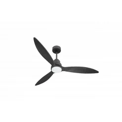 Tenerife - Un ventilateur et un Super destratificateur DC 132 cm Gris basalte pales bois noir avec Lumière 25 à 35 m²