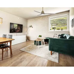 Tenerife - Super destratificateur et ventilateur DC 132 cm Laiton pales bois gris avec Lumière 25 à 35 m²