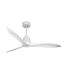 Tenerife - Super destratificateur et ventilateur DC 132 cm Blanc pales bois blanc sans Lumière 25 à 35 m²