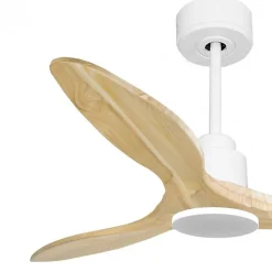Tenerife - Super destratificateur et ventilateur DC 132 cm Blanc pales bois clair sans Lumière 25 à 35 m²