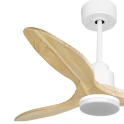 Tenerife - Super destratificateur et ventilateur DC 132 cm Blanc avec lumière pales bois clair 25 à 35 m²