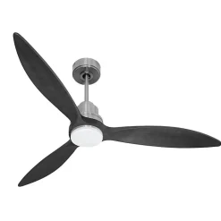 Tenerife - Super destratificateur et ventilateur DC 132 cm Chrome pales bois noir avec Lumière 25 à 35 m²