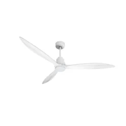 Tenerife - Super destratificateur et ventilateur DC 166 cm Blanc pales bois blanc avec Lumière 30 à 60 m²
