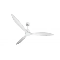 Tenerife - Super destratificateur et ventilateur DC 166 cm Blanc pales bois blanc avec Lumière 30 à 60 m²