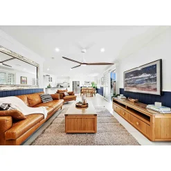 Tenerife - Super destratificateur et ventilateur DC 166 cm Blanc pales bois sombre avec Lumière 30 à 60 m²