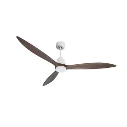 Tenerife - Super destratificateur et ventilateur DC 166 cm Blanc pales bois sombre avec Lumière 30 à 60 m²