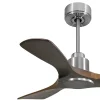 Tenerife - Super destratificateur et ventilateur DC 106 cm chrome pales bois sombre idéal 10 à 20 m²