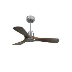 Tenerife - Super destratificateur et ventilateur DC 106 cm chrome pales bois sombre idéal 10 à 20 m²