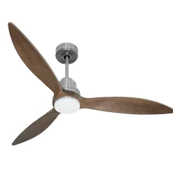 Tenerife - Super destratificateur et ventilateur DC 132 cm Chrome pales bois sombre avec Lumière 25 à 35 m²