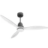 Tenerife - Super destratificateur et ventilateur DC 132 cm Gris basalte pales bois blanc avec Lumière 25 à 35 m²