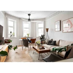 Tenerife - Super destratificateur et ventilateur DC 132 cm Gris basalte pales bois blanc avec Lumière 25 à 35 m²