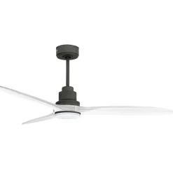 Tenerife - Super destratificateur et ventilateur DC 132 cm Gris basalte pales bois blanc avec Lumière 25 à 35 m²