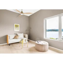 Tenerife - Super destratificateur et ventilateur DC5 132 cm Laiton pales bois clair avec Lumière 25 à 35 m²