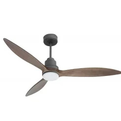 Tenerife - Un ventilateur et un Super destratificateur DC 132 cm Gris basalte pales en bois sombre Lumière Led 25 à 35 m²