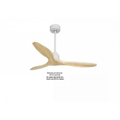 Tenerife de KlassFan - Super destratificateur et ventilateur DC 132 cm Blanc pales bois clair sans Lumière 25 à 40 m²