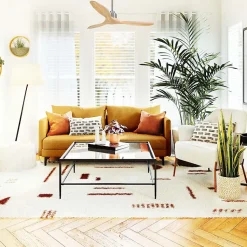 Tenerife de KlassFan - Super destratificateur et ventilateur DC 132 cm Chrome pales bois clair sans Lumière 25 à 40 m²