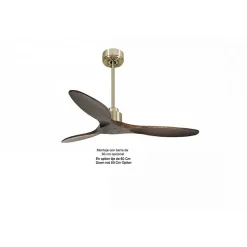 Tenerife de KlassFan - Super destratificateur et ventilateur DC 132 cm Laiton pales bois sombre sans Lumière 25 à 40 m²