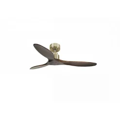Tenerife de KlassFan - Super destratificateur et ventilateur DC 132 cm Laiton pales bois sombre sans Lumière 25 à 40 m²