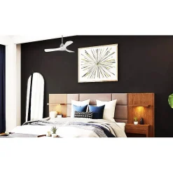 Tenerife de KlassFan - Super destratificateur et ventilateur DC 106 cm Chrome pales bois blanc sans Lumière 15 à 20 m²