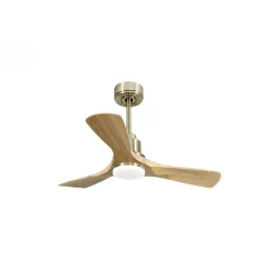 Tenerife de KlassFan - Super destratificateur et ventilateur DC 106 cm Laiton pales bois clair avec Lumière dimmable 10 à 20 m²