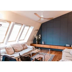 Tenerife de KlassFan - Super destratificateur et ventilateur DC 132 cm Blanc pales marron sans Lumière idéal pour 25 à 35 m²