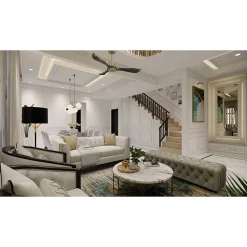 Tenerife de KlassFan - Super destratificateur et ventilateur DC 132 cm Laiton ,pales graphite sans Lumière idéal 25 à 35 m²