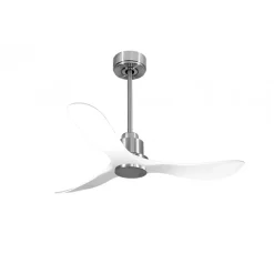 Tenerife de KlassFan - Super destratificateur et ventilateur DC 132 cm Chrome pales blanche sans Lumière idéal pour 25 à 35 m²